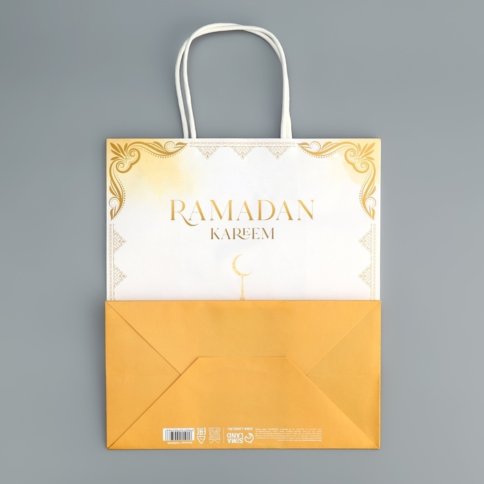 Пакет подарочный крафтовый, упаковка, Ramadan kareem, 22 х 25 х 12 см Пакет подарочный крафтовый, упаковка, Ramadan kareem, 22 х 25 х 12 см