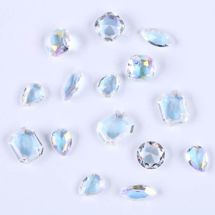 Камешки декоративные для творчества, набор 15 шт., цвет прозрачный, камни — от 6 до 14 мм Камешки декоративные для творчества, набор 15 шт., цвет прозрачный, камни — от 6 до 14 мм