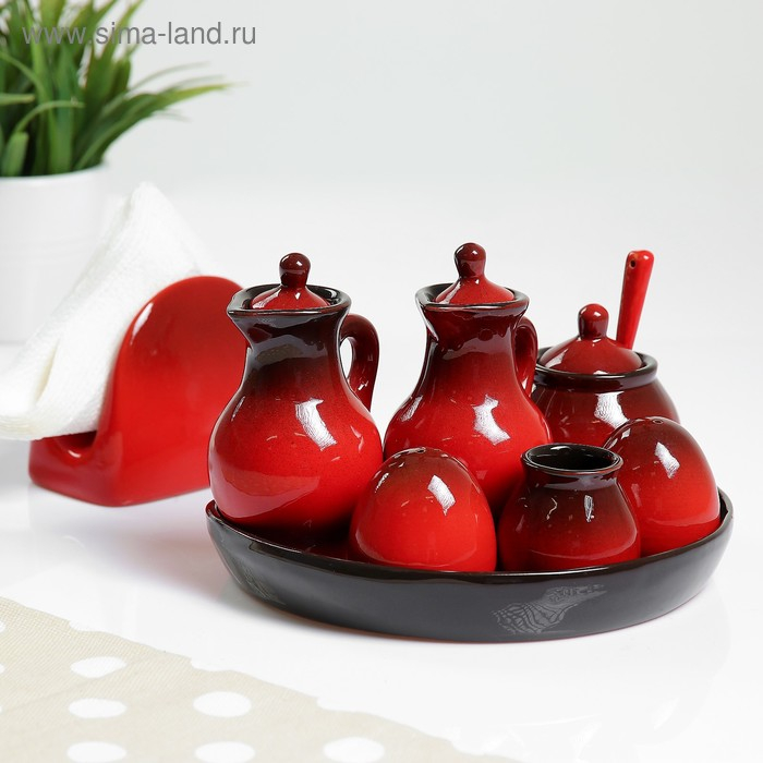 Набор для специй  Набор для специй "Премиум Макси" 8 предметов, красный