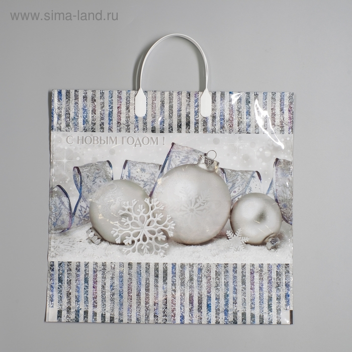 Новый год. Пакет  Новый год. Пакет "Лёд", полиэтиленовый с пластиковой ручкой, 38х35 см.