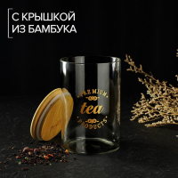 Банка стеклянная для хранения сыпучих продуктов «Эко. Чай», 1 л, 10×15 см, с бамбуковой крышкой