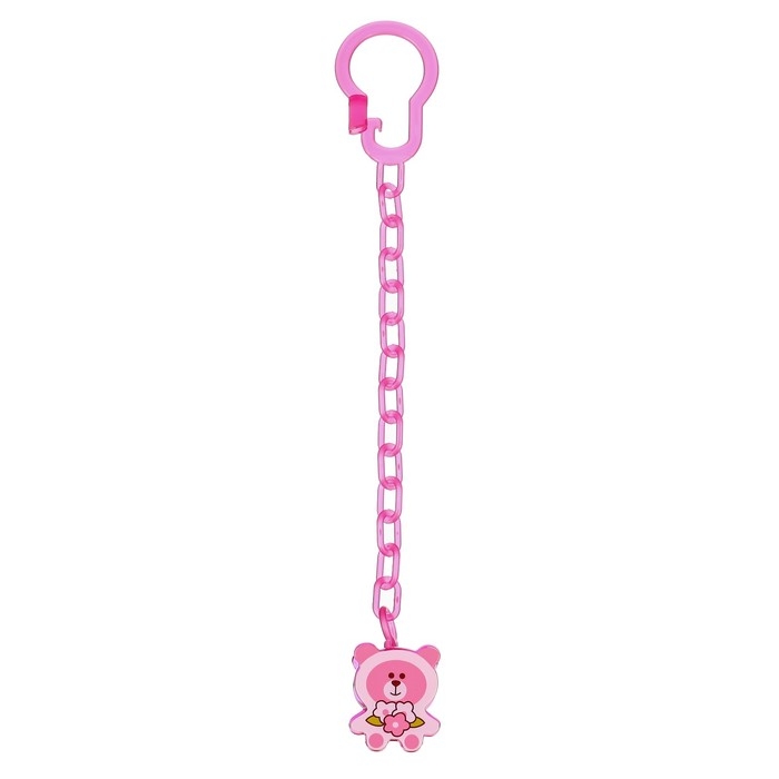 Соска - пустышка силиконовая классическая, от 6 мес., с колпачком + держатель «Мишка», цвет розовый Соска - пустышка силиконовая классическая, от 6 мес., с колпачком + держатель «Мишка», цвет розовый