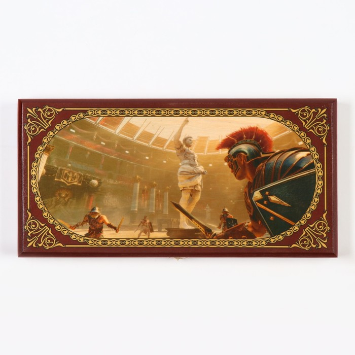 Нарды деревянные большие, настольная игра Нарды деревянные большие, настольная игра "Гладиаторы", 40 х 40 см, с шашками