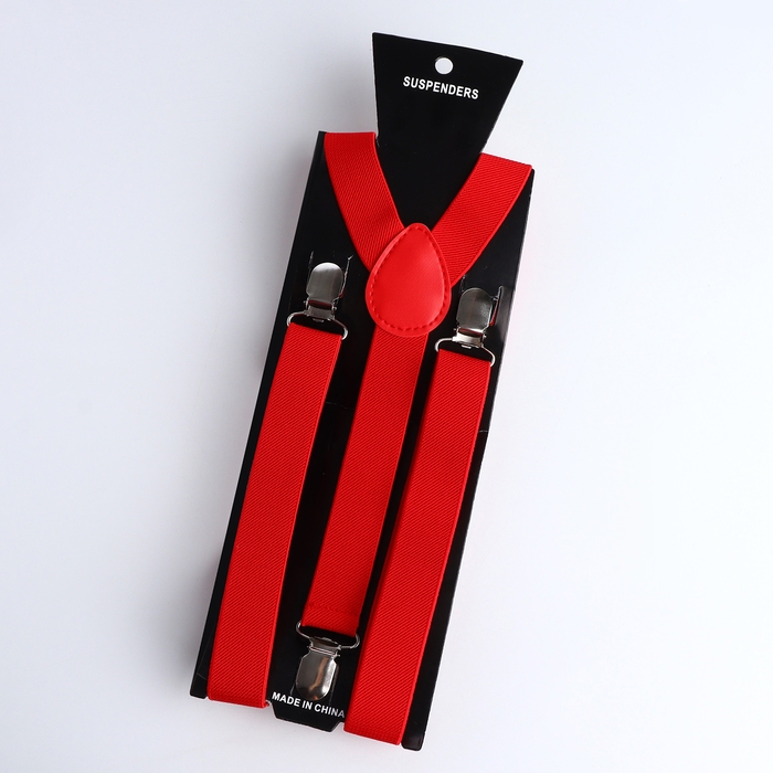 Подтяжки взрослые, ширина 2.5 см, цвет красный Подтяжки взрослые, ширина 2.5 см, цвет красный