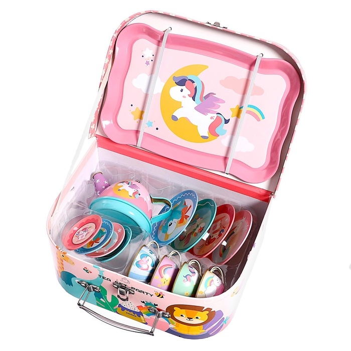 Набор металлической посуды «Единорожки», 14 предметов, в чемодане Набор металлической посуды «Единорожки», 14 предметов, в чемодане