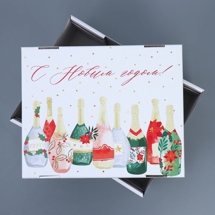 Коробка подарочная новогодняя складная «Шампанское», 31,2 х 25,6 х 16,1 см, Новый год Коробка подарочная новогодняя складная «Шампанское», 31,2 х 25,6 х 16,1 см, Новый год
