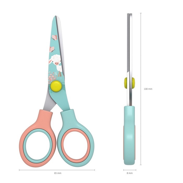 Ножницы детские 13 см, ErichKrause Junior Decor Curly Sheep, с принтом на лезвиях, закруглённые концы, блистер Ножницы детские 13 см, ErichKrause Junior Decor Curly Sheep, с принтом на лезвиях, закруглённые концы, блистер