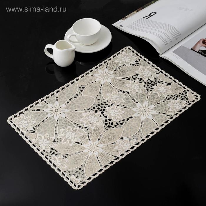 Салфетка ажурная для стола &laquo;Нежность. Астры&raquo;, 45&times;30 см, цвет бежевый