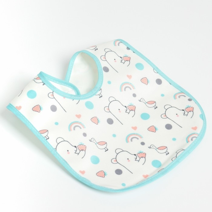 Набор детских слюнявчиков Крошка Я, 4 шт. + подарок, 29х20 см., цвет бирюзовый, серый Набор детских слюнявчиков Крошка Я, 4 шт. + подарок, 29х20 см., цвет бирюзовый, серый