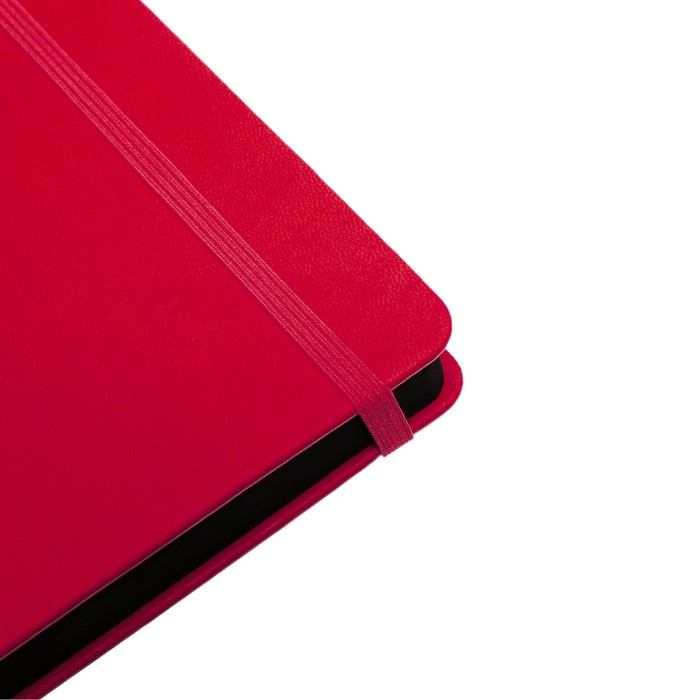 Ежедневник недатированный A5, 140л, клетка, кожзам, на резинке, черный срез, Фуксия