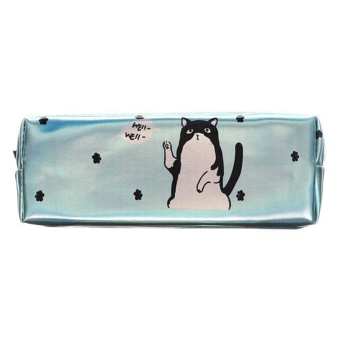 Пенал школьный, на молнии голографический Пенал школьный, на молнии голографический "Кот Голубой"