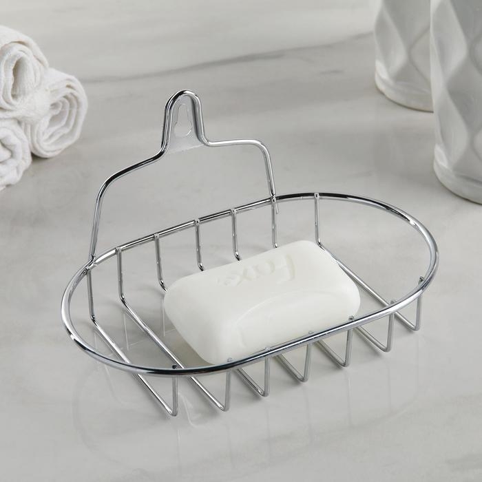 Мыльница подвесная овальная Доляна, 13,5×10,5×8 см, цвет серебристый Мыльница подвесная овальная Доляна, 13,5×10,5×8 см, цвет серебристый