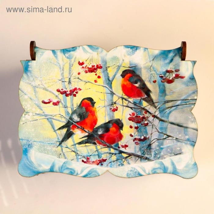 Шкатулка средняя новогодняя  Шкатулка средняя новогодняя "Снегири", микс, 14х11,7х7,5 см