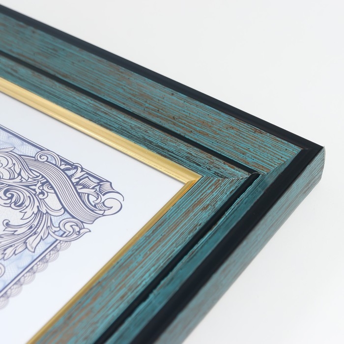 Фоторамка пластик формат А4 Фоторамка пластик формат А4 "Норвегия" голубая, чёрная обводка 36,6х28 см