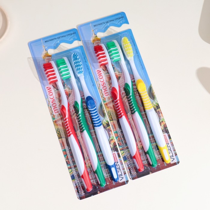 Зубная щетка  Зубная щетка "Москва" Vilsen brush, средней жесткости, 3 шт