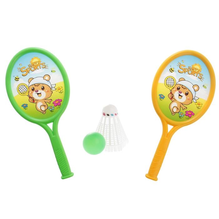 Набор для тенниса: 2 ракетки, волан, мяч, МИКС Набор для тенниса: 2 ракетки, волан, мяч, МИКС