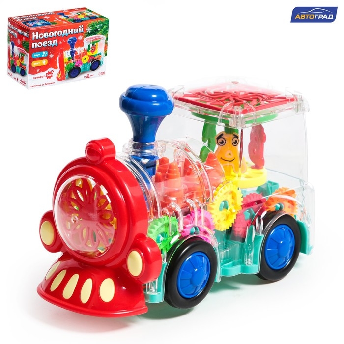 Паровоз «Новогодний поезд», световые и звуковые эффекты, работает от батареек Паровоз «Новогодний поезд», световые и звуковые эффекты, работает от батареек
