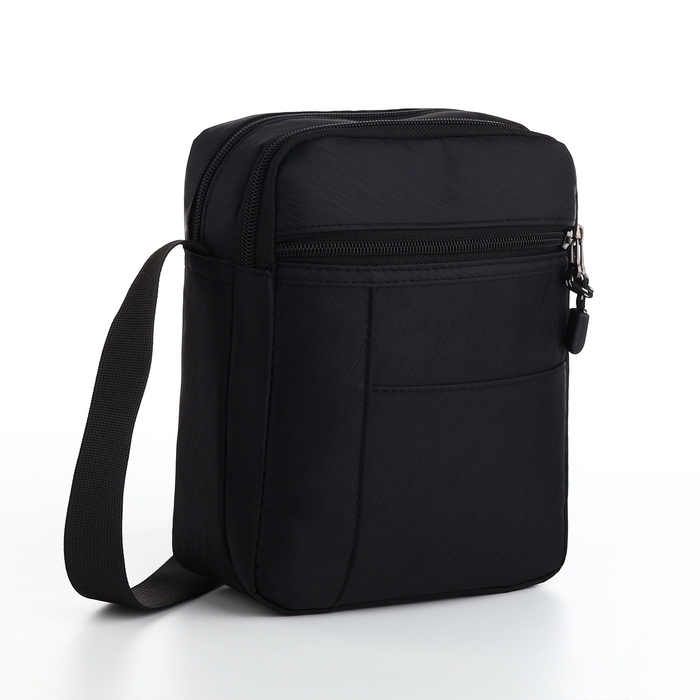 Сумка мужская на молниях, наружный карман, цвет чёрный Сумка мужская на молниях, наружный карман, цвет чёрный