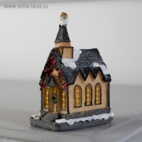 Светодиодная фигура «Дом с башней» 4.5× 8.5 × 6 см, керамика, батарейки AG13х2 ( в комплекте), свечение тёплое белое