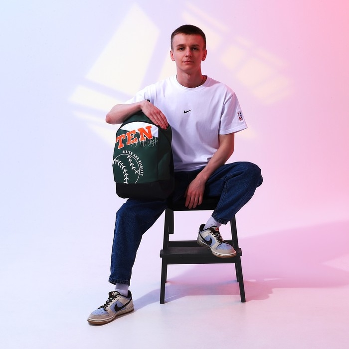 Рюкзак школьный текстильный Tennis, 46х30х10 см, вертикальный карман, цвет зелёный