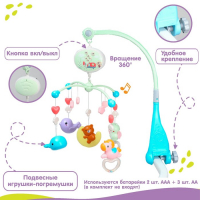 Мобиль музыкальный на кроватку «Мишка на луне», с проектором, цвет МИКС, Крошка Я