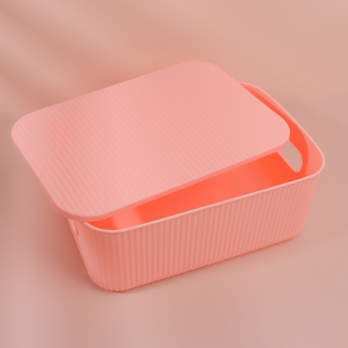 Органайзер для хранения косметических принадлежностей, с крышкой, 24 &times; 16,5 &times; 9,2 см, цвет МИКС