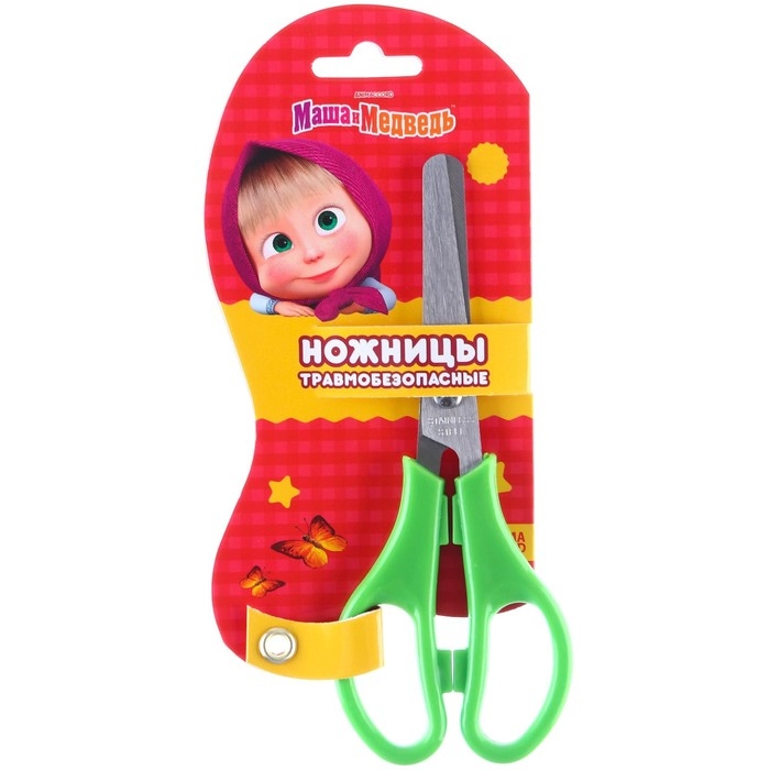 Ножницы детские 12 см, безопасные, пластиковые ручки, МИКС, Маша и Медведь Ножницы детские 12 см, безопасные, пластиковые ручки, МИКС, Маша и Медведь