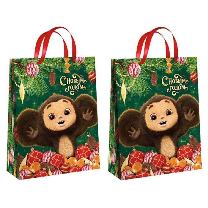 Пакет подарочный, 31х40х11.5 см, упаковка, Чебурашка Пакет подарочный, 31х40х11.5 см, упаковка, Чебурашка