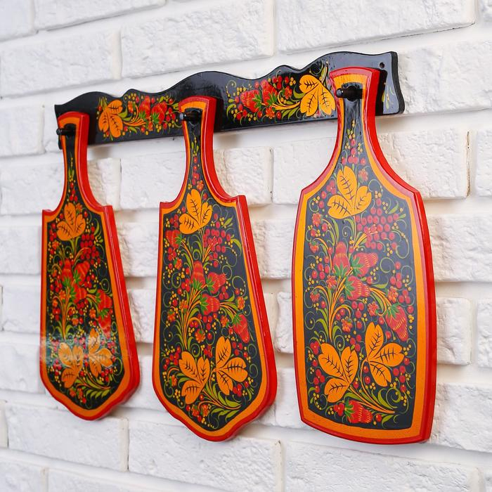 Набор Доски 3 шт и держатель 48×33×1 см хохлома Набор Доски 3 шт и держатель 48×33×1 см хохлома