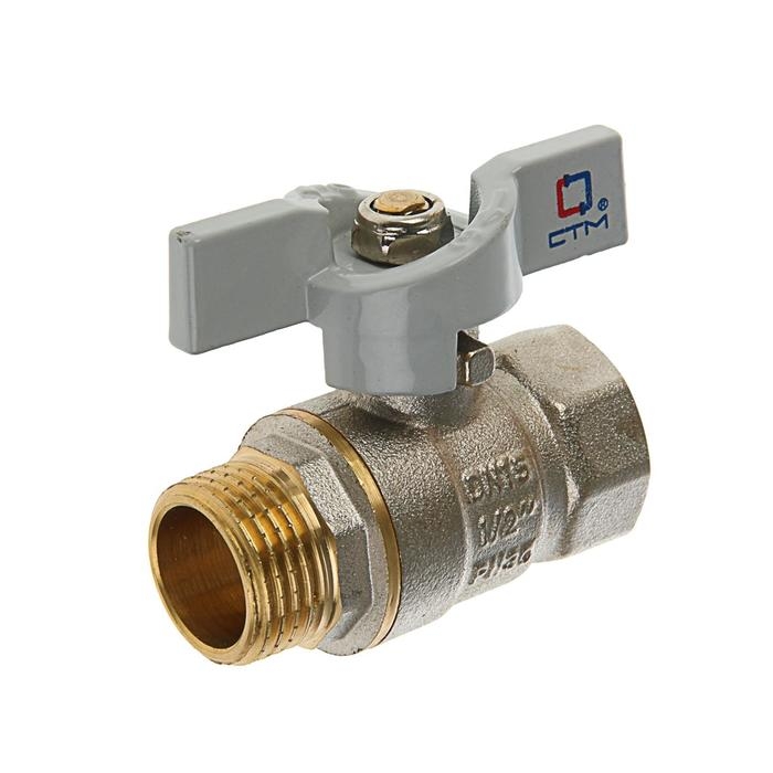 Кран шаровой Кран шаровой "СТМ" Стандарт, PN40, внутренняя/наружная резьба 1/2", бабочка