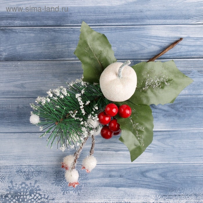 Декор  Декор "Зимнее чудо" ягодки и хвоя 21 см