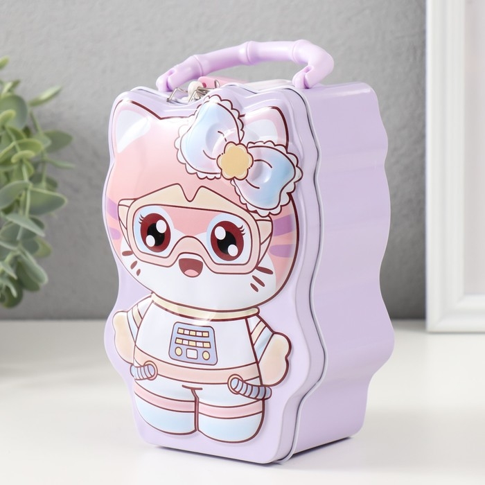 Копилка металл с замочком Копилка металл с замочком "Модная кошечка" МИКС 7х11х16 см