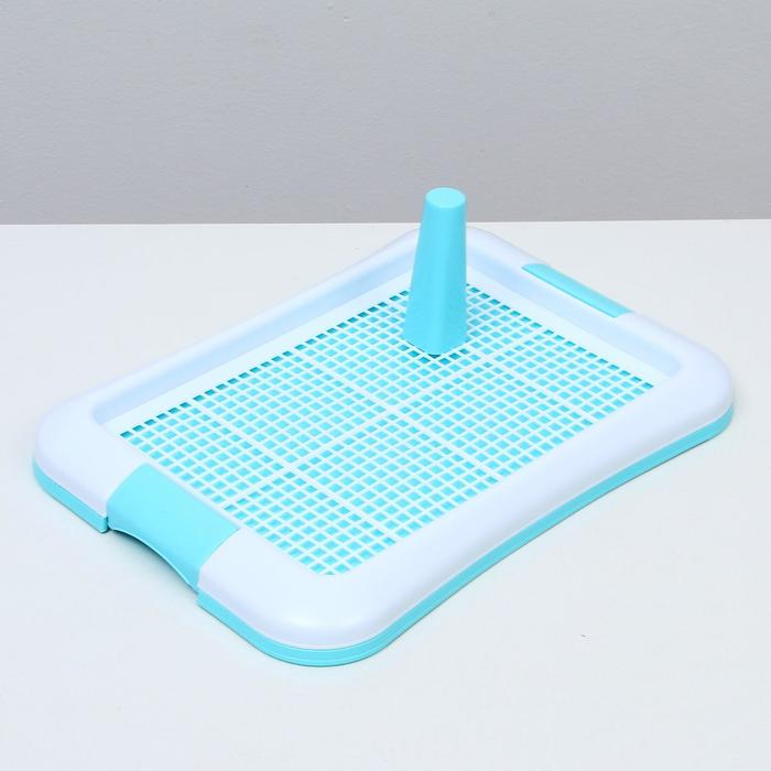 Туалет для собак с сеткой и столбиком, 45 х 35 х 4,5 см, голубой Туалет для собак с сеткой и столбиком, 45 х 35 х 4,5 см, голубой