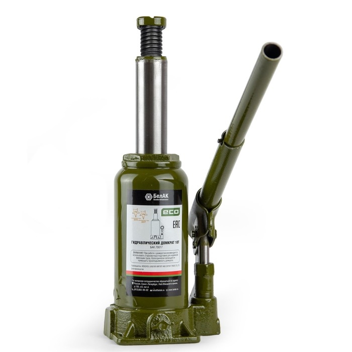 Домкрат гидравлический  Домкрат гидравлический "БелАК" ECO БАК.70017, подъем/подхват 390/195 мм, 10 т
