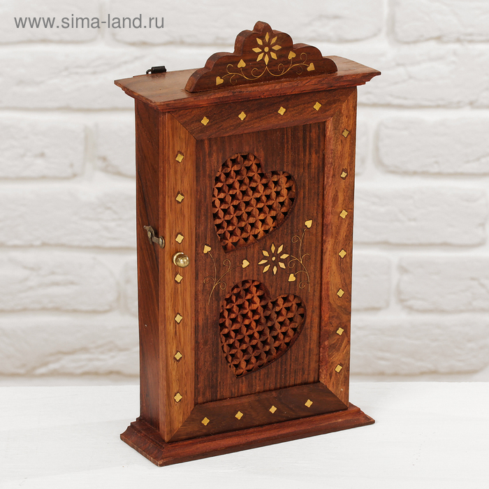 Ключница Ключница "Резные сердечки" дерево28*16*6 см