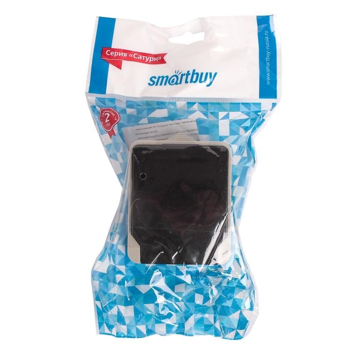 Розетка Smartbuy  Розетка Smartbuy "Сатурн", одноместная, 16 А, IP54, с крышкой, с заземлением, чёрная/серая