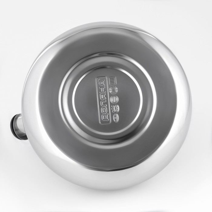 Чайник со свистком из нержавеющей стали Доляна «Квант», 2,8 л, фиксированная ручка, цвет хромированный