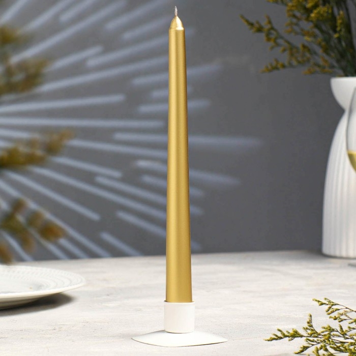 Свеча античная, 2,3х 25 см, лакированная , золотой металлик Свеча античная, 2,3х 25 см, лакированная , золотой металлик