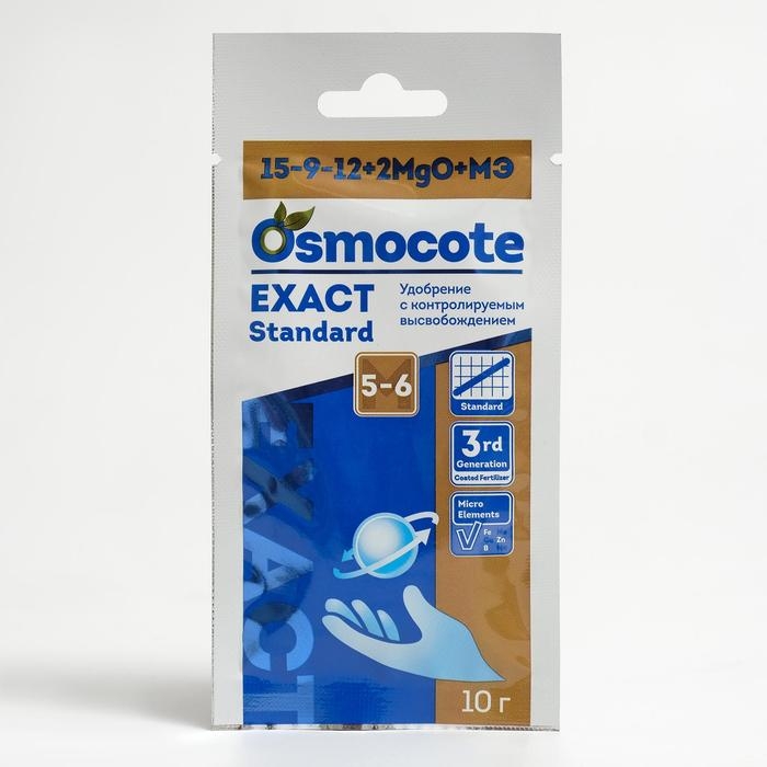 Osmocote EXACT Standard 5-6 месяца длительность действия, NPK 15-9-12+2MgO+МЭ, 10 г Osmocote EXACT Standard 5-6 месяца длительность действия, NPK 15-9-12+2MgO+МЭ, 10 г