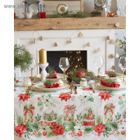 Скатерть "Этель" Christmas red flowers 149х180 см с ГМВО, 100% хл