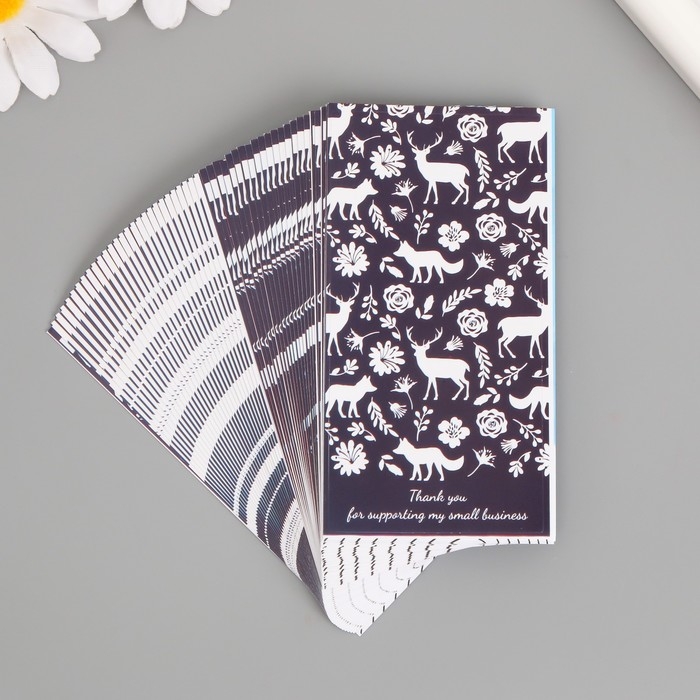 Наклейка бумага благодарность Наклейка бумага благодарность "Олень и лиса" набор 50 шт 10х5 см