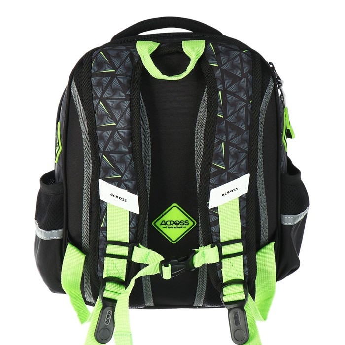 Рюкзак школьный 40х33х15см, эргономичная спинка, Across 410, серый/зеленый Рюкзак школьный 40х33х15см, эргономичная спинка, Across 410, серый/зеленый