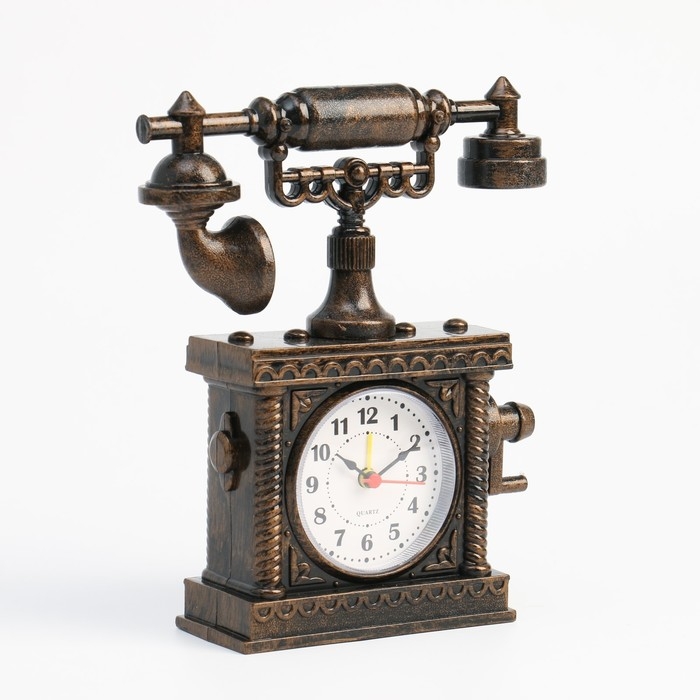 Будильник Будильник "Ретро телефон", дискретный ход, АА, 16 x 5 x 19 см, коричневый