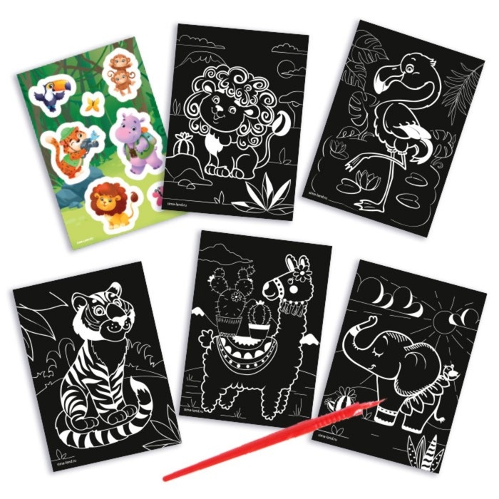 Гравюра блокнот детский «Удивительные животные», 10 листов, штихель Гравюра блокнот детский «Удивительные животные», 10 листов, штихель