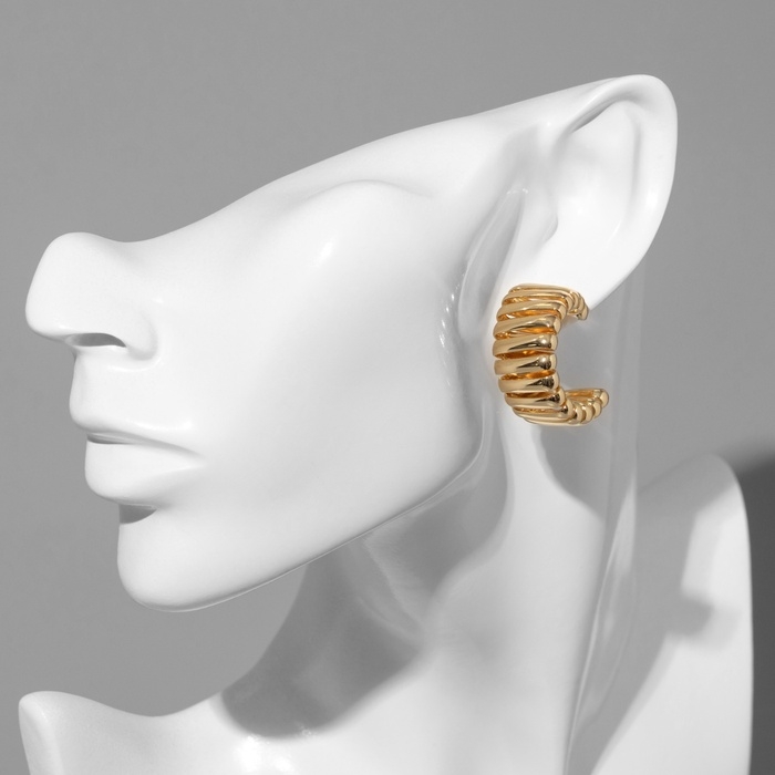 Серьги металл «Геометрия» дорожка акары, цвет золото, d=3,3 см Серьги металл «Геометрия» дорожка акары, цвет золото, d=3,3 см