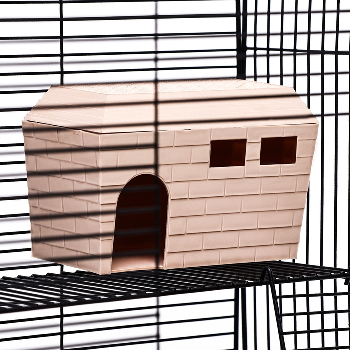 Клетка для грызунов Клетка для грызунов "Пижон" №10, 2 этажа, разборная, 42 х 30 х 37см (+домик,колесо,миска), бежевая