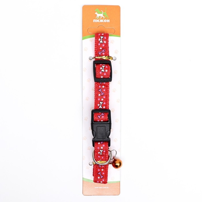 Ошейник нейлоновый Ошейник нейлоновый "Звездные косточки", 36 х 1,5 см, красный