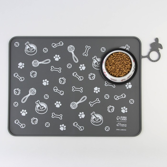 Коврик силиконовый под миску «Паттерн», 30х40 см, серый Коврик силиконовый под миску «Паттерн», 30х40 см, серый
