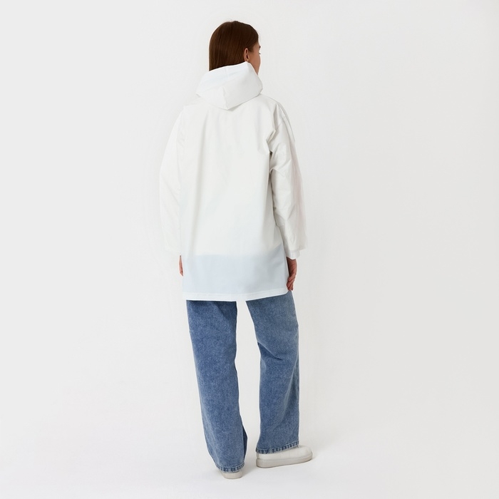 Дождевик взрослый укороченный LOOK INSIDE, на кнопках, цвет белый, размер 42-48 Дождевик взрослый укороченный LOOK INSIDE, на кнопках, цвет белый, размер 42-48