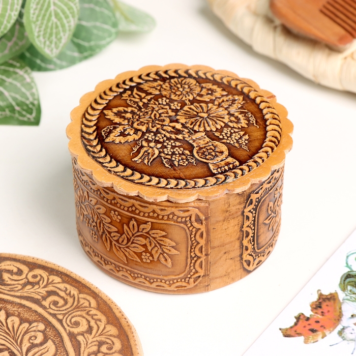 Шкатулка  Шкатулка "Букет", 60 х 35 мм, береста